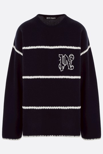 PALM ANGELS PA Monogram wool blend pullover Man