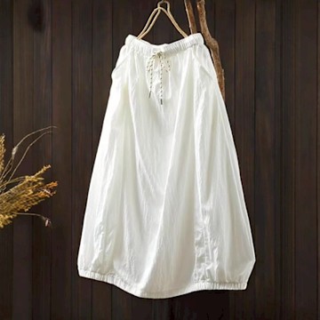 設計所在 棉麻隨性風 尼龍棉抽繩口袋中長裙(2色可選)