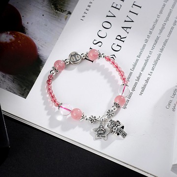 天然紫水晶手鏈女純銀學生簡約森系ins小眾設計珠子串珠閨蜜信物