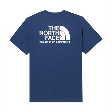The North Face 熱銷印刷文字Logo圖案短袖T恤-灰藍色