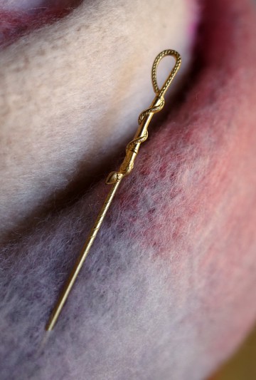 古董金色纏繞小蛇領帶針 別針 帽針 法國購入 A13