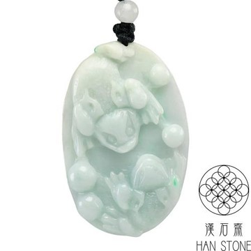 【漢石齋】天然翡翠A貨 三腳金蟾玉珮吊墜 飄花種(29*44*6mm)
