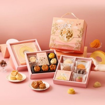 【金格食品】中秋醇月三層禮盒A款2盒組(廣式豆沙/經典鳳梨酥/起司年輪/中秋禮盒)