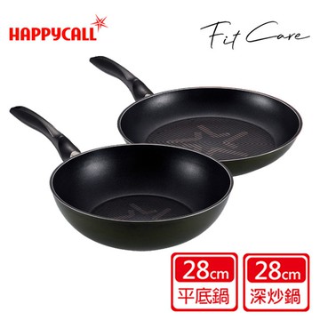 【韓國HAPPYCALL】FITCARE鈦鑽石IH不沾 28cm雙鍋組(28cm炒鍋+28平底鍋)-電磁爐適用