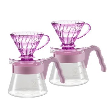 HARIO V60 20周年手沖咖啡壺組1-2杯份 450ml 玫瑰粉 / 摩登灰