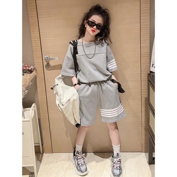 女童夏裝套裝2025新款兒童短袖短褲洋氣夏款女大童夏季運動兩件套