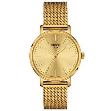 TISSOT 天梭 官方授權 Everytime 經典雋永米蘭女錶 雙12購物節 送禮首選-金/34mm T1432103302100