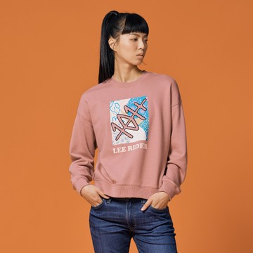 Lee 女款 寬鬆版 胸前系列LOGO印花 衛衣 大學T | 101+