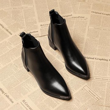切爾西小短靴女2024新款秋冬洋氣粗跟中跟顯瘦尖頭chi惠州馬丁靴