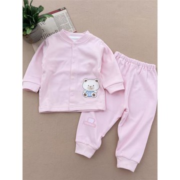 康欣兒柔軟純棉雙層春秋男女寶寶長袖套裝嬰兒開衫長褲A類720