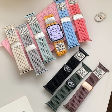 可愛貓咪編織磁吸腕帶錶帶 適用於Apple watch11錶帶 iwatch錶帶 全系列通用錶帶 當季錶帶