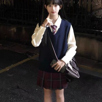 【砂糖夢境】原創jk制服內搭長袖上衣學院風穿搭V領針織衫背心馬甲校供感套裝