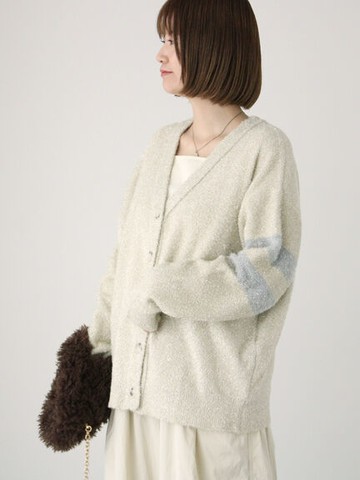 毛絨感金屬絲V領排釦開襟罩衫(FD44L2D0280) - Lugnoncure