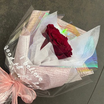 酒紅單支玫瑰花束 永生玫瑰 玫瑰花束