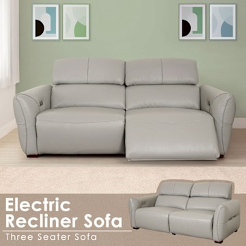 Homelike 喜家居三人座零靠牆雙電動沙發-淺灰色(2512)-203x101x92公分