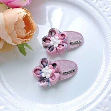 煙燻粉學院風日式布花和風花寶寶嬰兒bb夾