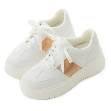 時尚幻彩鏡面拼色輕量厚底小白鞋 玫瑰金 GC144RD