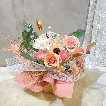 可站立花束 不凋花束 七夕 情人節 告白 畢業 橘黃