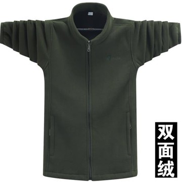雙面搖粒絨春秋新款純色立領長袖男士保暖夾克外套休閑寬松抓絨衣