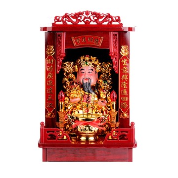 文武財神爺供奉佛龕套裝擺件佛堂神臺關公佛像立吊柜供桌臺