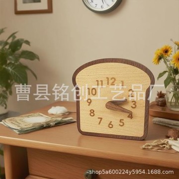 實木小桌鐘書桌面臺鐘靜音床頭座鐘迷你小鐘表秒針