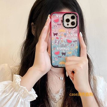 CASE你好夏天滿印貼紙MagSafe適用蘋果iPhone17promax手機殼網紅15防摔14/16plus/13/16promax磁吸13保護套12