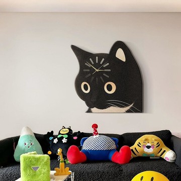 ✨動感 優選✨貓咪鐘錶卡通客廳掛鐘多巴胺餐廳時鐘掛錶創意牆上裝飾臥室壁鐘