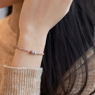 『Mika迷卡』J01現貨 新款天然紅紋石手鍊招桃花薔薇輝石桃花細手串 預購請聊聊