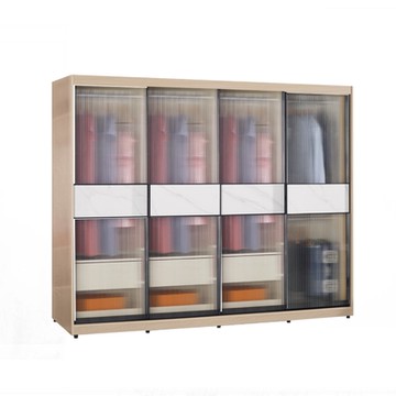 文創集 維爾8.1尺鋁框玻璃岩板衣櫃(吊衣桿x5＋三抽屜)-242x60x196cm免組