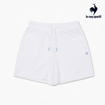 【LE COQ SPORTIF 法國公雞】網路獨家 女款白色休閒潮流針織休閒短褲LKT82288