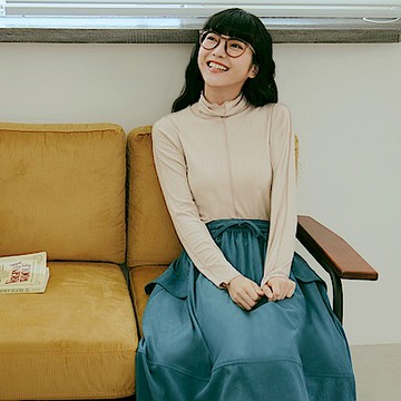 彈力坑條立體車線高領內搭上衣-OB嚴選