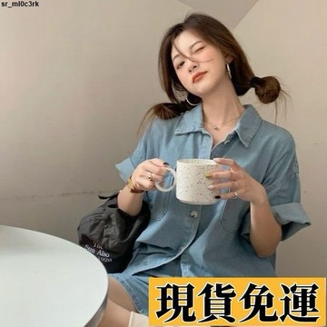 台灣出貨🔥港味短袖襯衫套裝 大碼套裝 夏季顯瘦套裝 女裝套裝 寬鬆套裝 牛仔套裝 胖mm套裝 寬鬆短褲兩件套