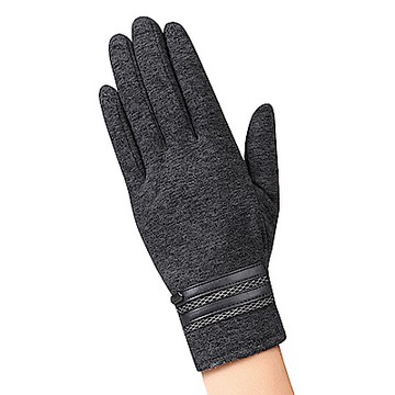 幸福揚邑 防風觸控手套加絨保暖機車手套-皮飾男款-灰