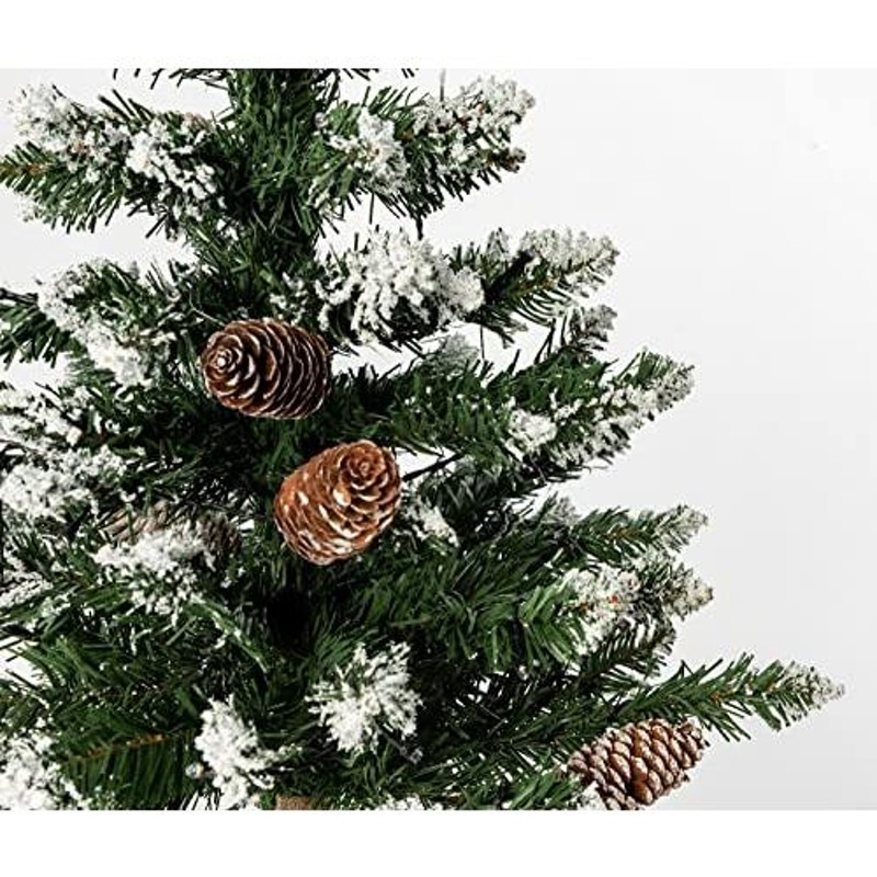 BestBuy ミニ クリスマスツリー 64cm LEDライト付き 松かさ付き 雪化粧 ...