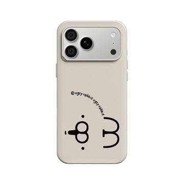 iPhone 18 Pro Max SolidX 貝殼灰 - Ugly Rabbit 醜白兔 - 表情經典款