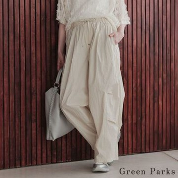 〔Green Parks〕側邊立體褶邊弧形寬褲