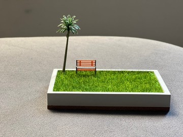 2026 NEW 摸摸微景觀草地水泥置物盤 樹與椅 套組