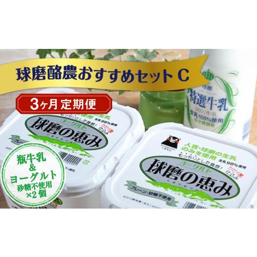 ふるさと納税 熊本県 湯前町 球磨酪農おすすめセットC（瓶牛乳ヨーグルト砂糖不使用×2個）