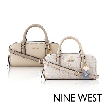 【NINE WEST】IVER 拼接/塗鴉設計 手提包 保齡球包 側背包包 斜跨包 兩用包 - 2款任選(579376)