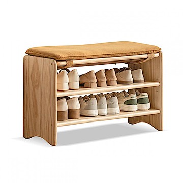 源氏木語輕鬆實木燈心絨穿鞋椅0.88M Y00T57 薑黃 (H014384213)