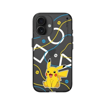 iPhone 16 Clear (相機按鈕) 酷墨灰 - 寶可夢 Pokemon - 幾何系列-皮卡丘