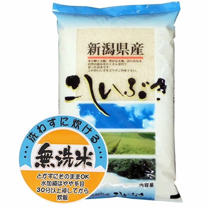 新米 令和5年産 無洗米 新潟県産 こしいぶき 5kgx2袋 (保存包装 選択可)