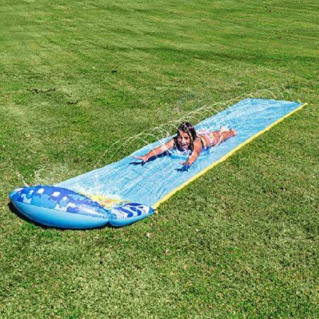 Sloosh Single Lane Slip Slide, Lawn Water Slide for Backyards with Boogie Boards Waterslide with Sprinklers Yard Water Toys for Kids