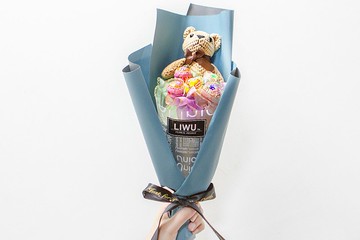 棒棒糖5支+棕色小熊 生日 情人節 畢業迷你花束 C004 畢業 生日