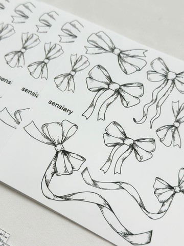 sensiary 黑色緞帶繪圖貼紙 5入組