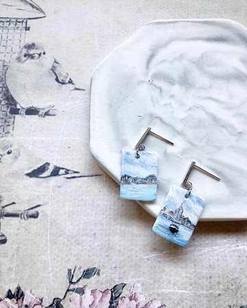 香港尖沙咀海旁原創手繪耳環