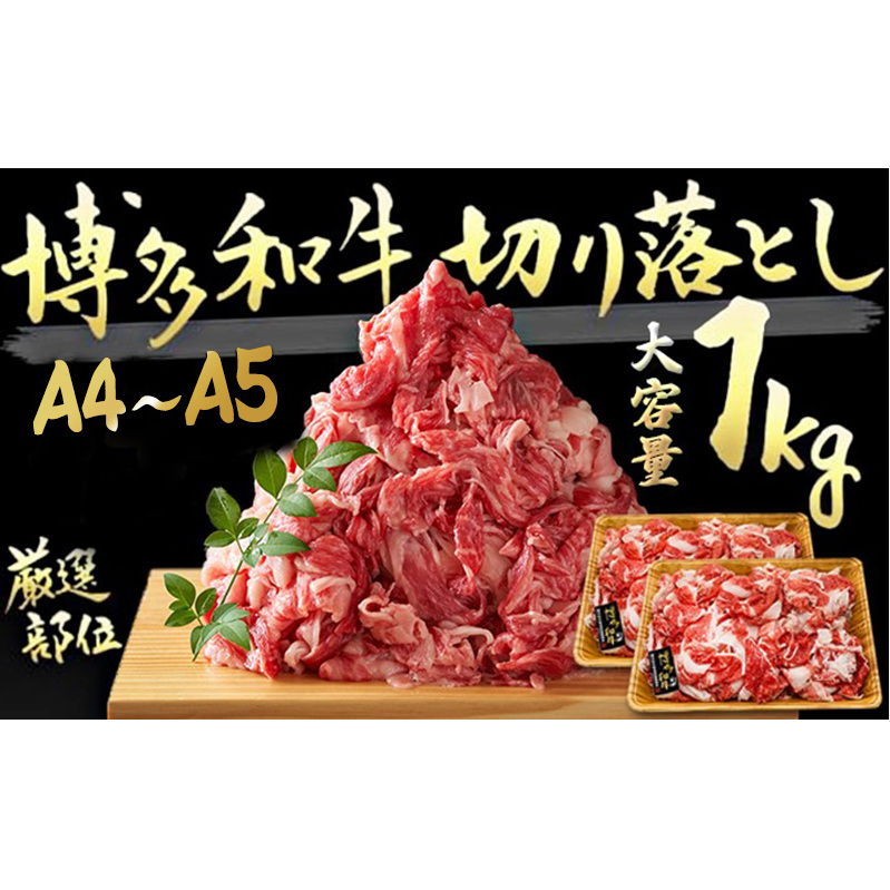 限定 牛肉 A4～A5 博多 和牛 切落とし 合計1000g（500g×2p）計1kg 肩ロース 赤身 バラ カルビ 配送不可：離島