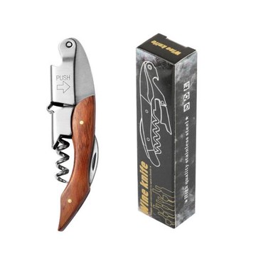 木柄葡萄酒開酒刀開罐器 多功能紅酒開瓶器 四合一開瓶器