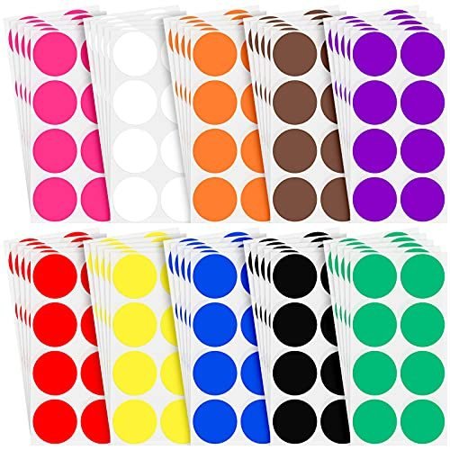 Inch Round Color Coding Sticker 10 Assorted Colors Circle Dot Labels Self