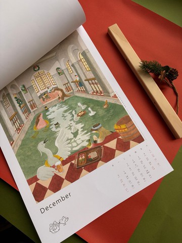 2026臺灣動物漫遊木作曆 療癒故事年曆 聖誕禮物海報曆-贈畫卡